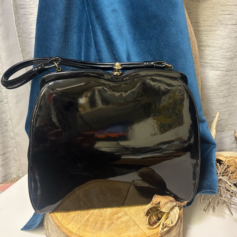 Elegant Vintage Patent Leather Black -“Theodor”Women's HandBag